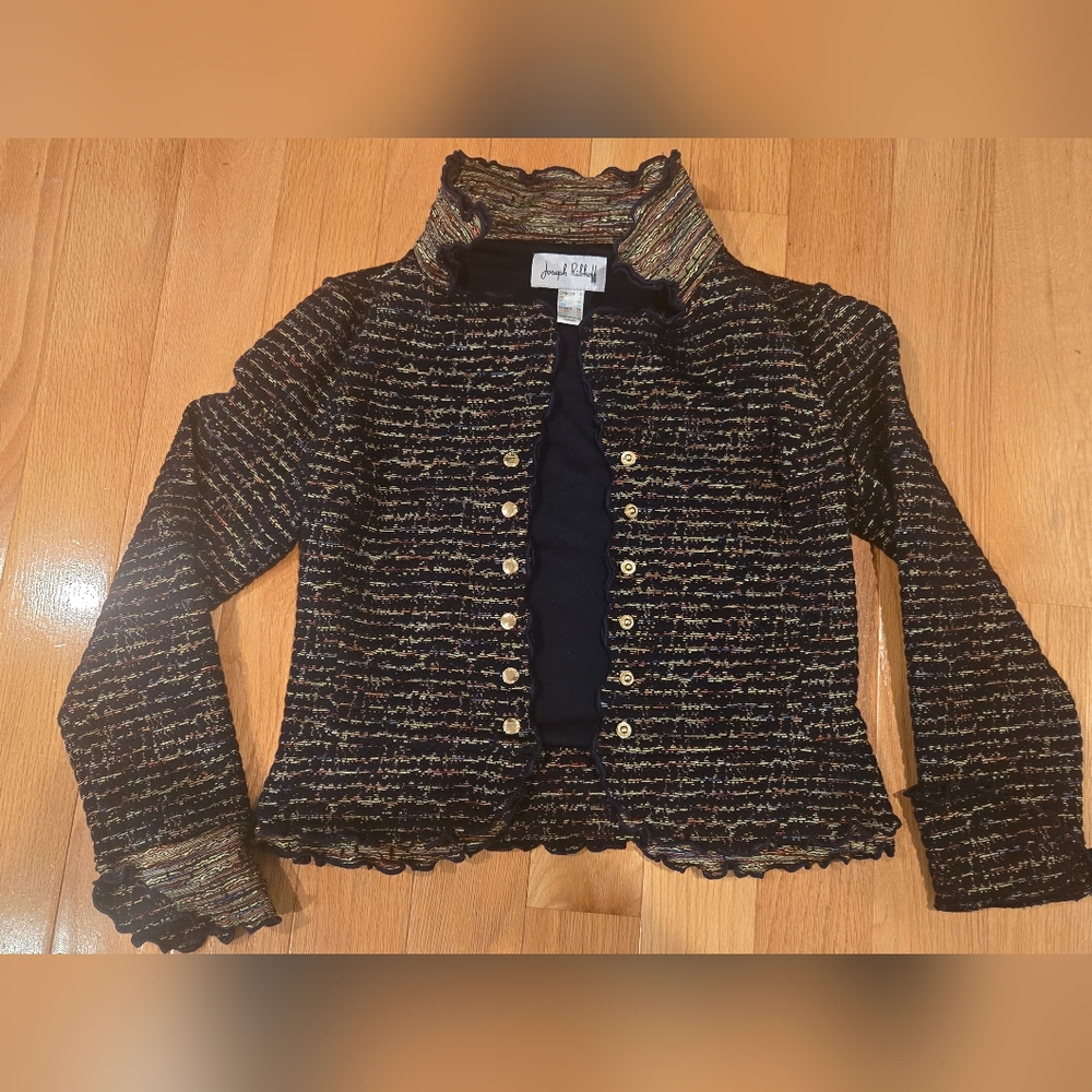 Joseph Ribkoff Black and Gold Textured Blazer